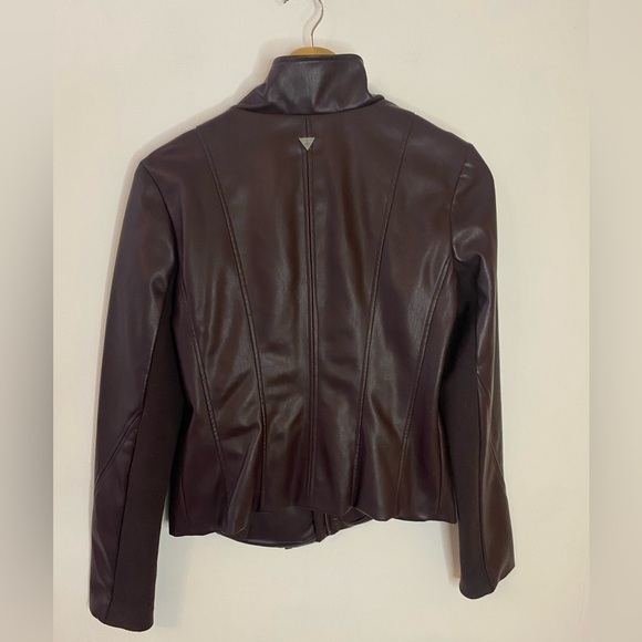 Sam Edelman Mocha Brown Faux Leather Mixed Media Moto Jacket - Picture 4 of 9